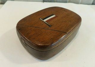 Wwi Trench Art/ P.  O.  W Handmade Mahogany Puzzle Opening Box With Prussian Flag