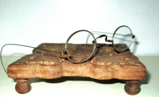 Antique Brass Eyeglasses And Case Spectacles Retro Vintage Civil War Glasses