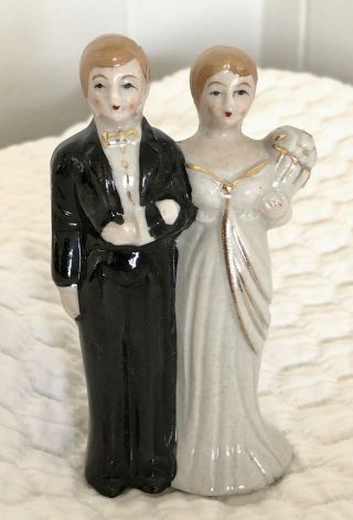 Vintage Bride Groom Wedding Marriage Cake Topper Japan Porcelain Figurine