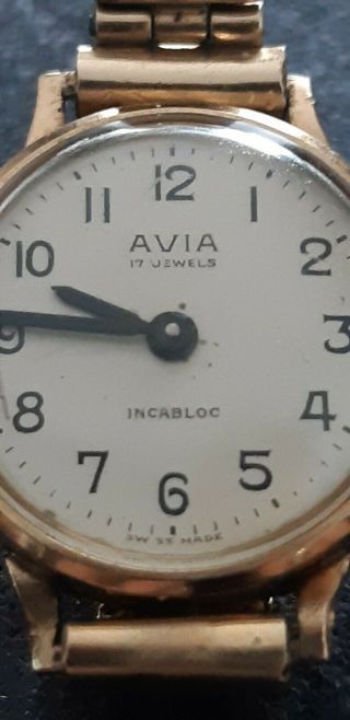 Vintage Ladies Avia Swiss Watch 9ct Rolled Gold