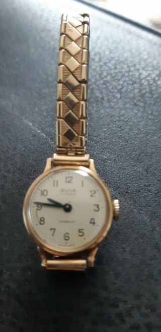 Vintage Ladies Avia Swiss Watch 9CT Rolled Gold 2