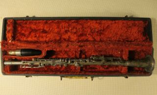 Antique Vintage Silver Plated Metal Clarinet Robert Durand With Case