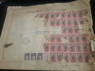Antique Envelope With Stamps Of Siam From The Royal State Railways