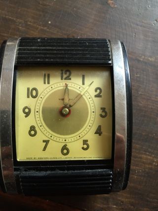 Art Deco 1930s Vintage Antique Folding Travel Alarm Clock.
