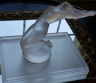 Antique Barolac Czech Art Deco Glass Frosted Crystal Nude Women Bookend