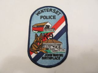 Iowa Winterset Police K - 9 Unit Patch Birthplace Of John Wayne