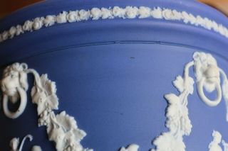 Antique 19th Century WEDGWOOD Dark Blue White Jasperware Planter Cache Pot 7