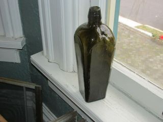 Antique Olive Green Glass Gin Bottle