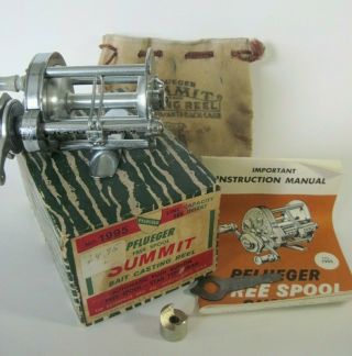 Vintage Pflueger Summit 1995 Spool Reel With Bag,  Box,  Papers,  Tools