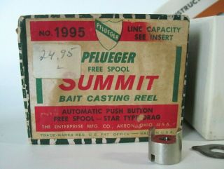 Vintage Pflueger Summit 1995 Spool Reel with Bag,  Box,  Papers,  Tools 3