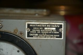 VINTAGE US MILITARY MULTIMETER ME - 26 D/U 2