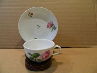Kpm Germany Demitasse Cup & Saucer Hand Painted Pink Flowers Antique