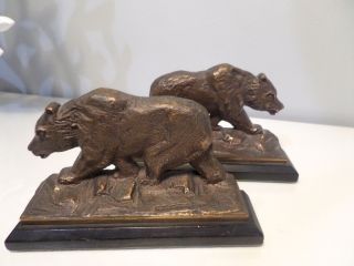 Antique Bear Cast Bronze Clad Copper Bookends Wildlife Metal Art Sculpture 1920s