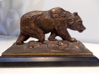 Antique Bear Cast Bronze Clad Copper Bookends Wildlife Metal Art Sculpture 1920s 2