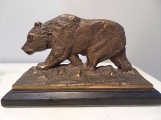 Antique Bear Cast Bronze Clad Copper Bookends Wildlife Metal Art Sculpture 1920s 3