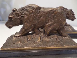 Antique Bear Cast Bronze Clad Copper Bookends Wildlife Metal Art Sculpture 1920s 5