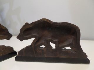Antique Bear Cast Bronze Clad Copper Bookends Wildlife Metal Art Sculpture 1920s 6