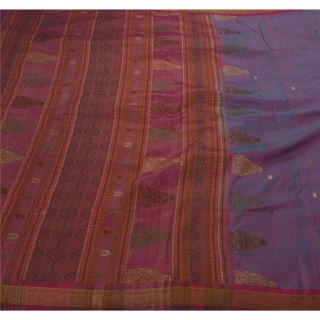 Sanskriti Antique Vintage Saree Pure Silk Woven Craft Fabric Premium 5 Yd Sari