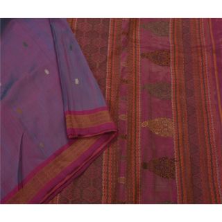 Sanskriti Antique Vintage Saree Pure Silk Woven Craft Fabric Premium 5 Yd Sari 2
