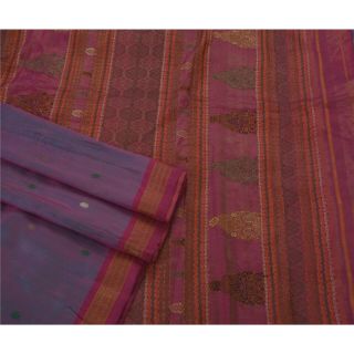 Sanskriti Antique Vintage Saree Pure Silk Woven Craft Fabric Premium 5 Yd Sari 3