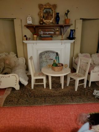 Antique Miniature Dollhouse Furniture,  Including Are 2 Beds Table Chairs Vanity