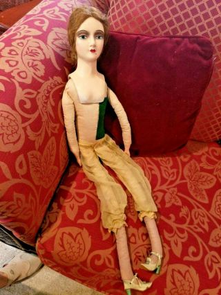Vintage Bisque Doll with Long Cloth Body Marked on Back Maker? Looks French ? 2