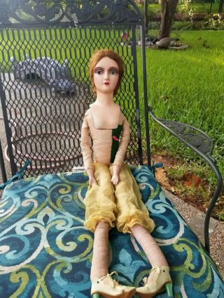 Vintage Bisque Doll with Long Cloth Body Marked on Back Maker? Looks French ? 3