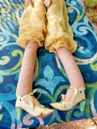 Vintage Bisque Doll with Long Cloth Body Marked on Back Maker? Looks French ? 7