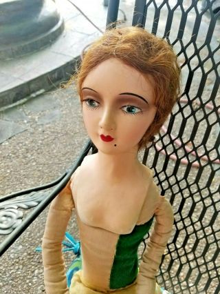 Vintage Bisque Doll with Long Cloth Body Marked on Back Maker? Looks French ? 8