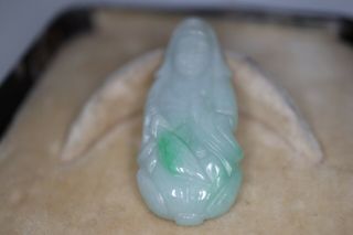 Vintage Natural Jade Jadeite Buddha Bodhisattva Guanyin Pendant Carving