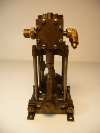 Antique Circa 1900 Vertical Model Steam Engine Mostly Brass 5