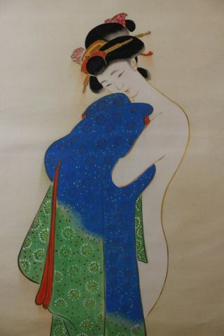 Q06n0 Gorgeous Kimono Beauty Japanese Hanging Scroll