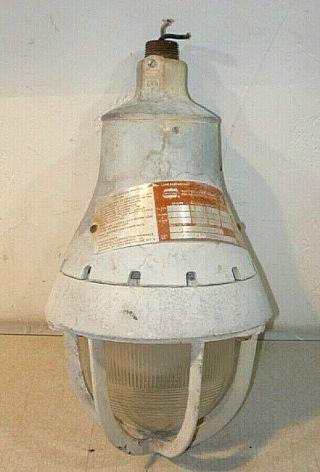 Vintage Crouse - Hinds Explosion Proof Glass Globe W/ Cage Industrial Lighting Big