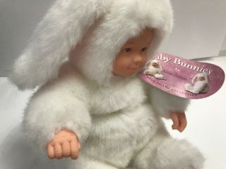 Anne Geddes Baby Bunnies 8 Inches Bean Filled Doll,  White.