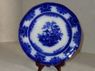 Antique Flow Blue China Amoy Plate