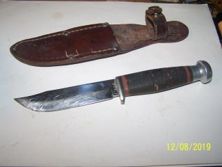 Vintage Case Hunting Knife With Sheath - 4 Inch Blade - Leather Ring Handle
