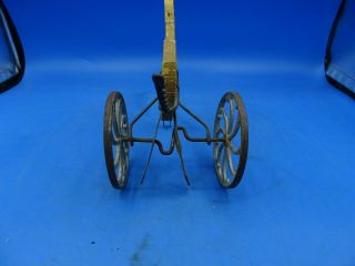 Old Antique Wooden Horse Pull Toy W/ cast Wheels & Swinging Tin Legs 5