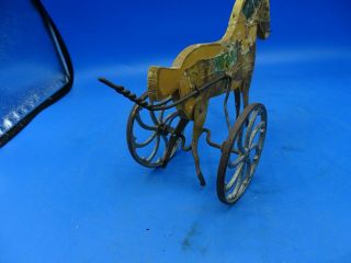 Old Antique Wooden Horse Pull Toy W/ cast Wheels & Swinging Tin Legs 6
