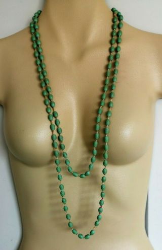 Antique 1920 ' s Galalith very long flapper length hand knotted bead necklace 4