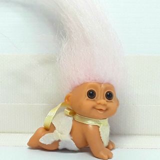 Russ Baby Troll Doll Toy Figure Figurine Crawling Light Pink Hair Vintage 1990s