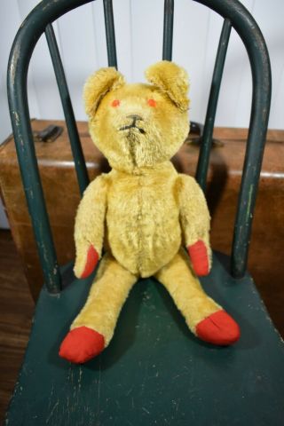 17 " Antique Early 1900s American Teddy Bear Mohair Jointed Straw