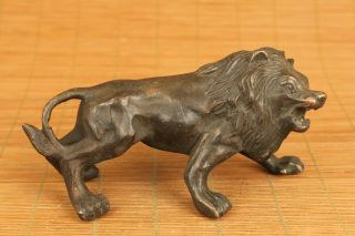 Chinese Old Bronze Hand Carved Lion Statue Figure Collectable Ornament