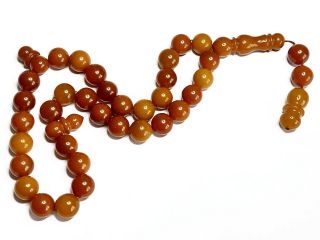 42g Antique Natural Baltic Amber Eggyolk Rosary Prayer Ambar عتيق الزي، العنبر