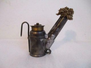 Antique Coal Miners Teapot Wick Oil Lamp/lantern - C George - Hazelton Pa - Crown