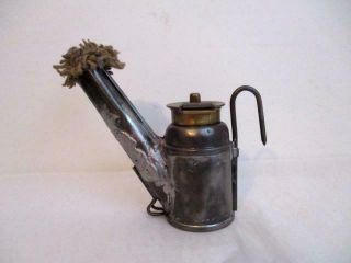 Antique Coal Miners Teapot Wick Oil Lamp/Lantern - C George - Hazelton PA - Crown 2