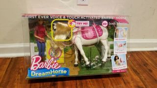 Open Mattel Blonde Barbie Doll & Her Dreamhorse Walking Motion31,  Sound Pony