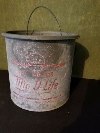 Vintage Min - O - Life Minnow Metal Bait Bucket Insert Floating Pail Galvanized