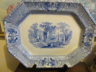 Antique Ironstone Blue W&gh Patras Staffordshire England Serving Platter 15 "