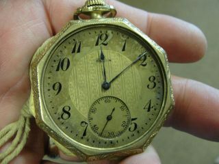 Antique Elgin Pocket Watch 17 Jewels 10k Gold Filled Ornate