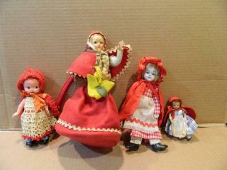 4 Little Red Riding Hood Figurines 1 Is A Purse Vintage